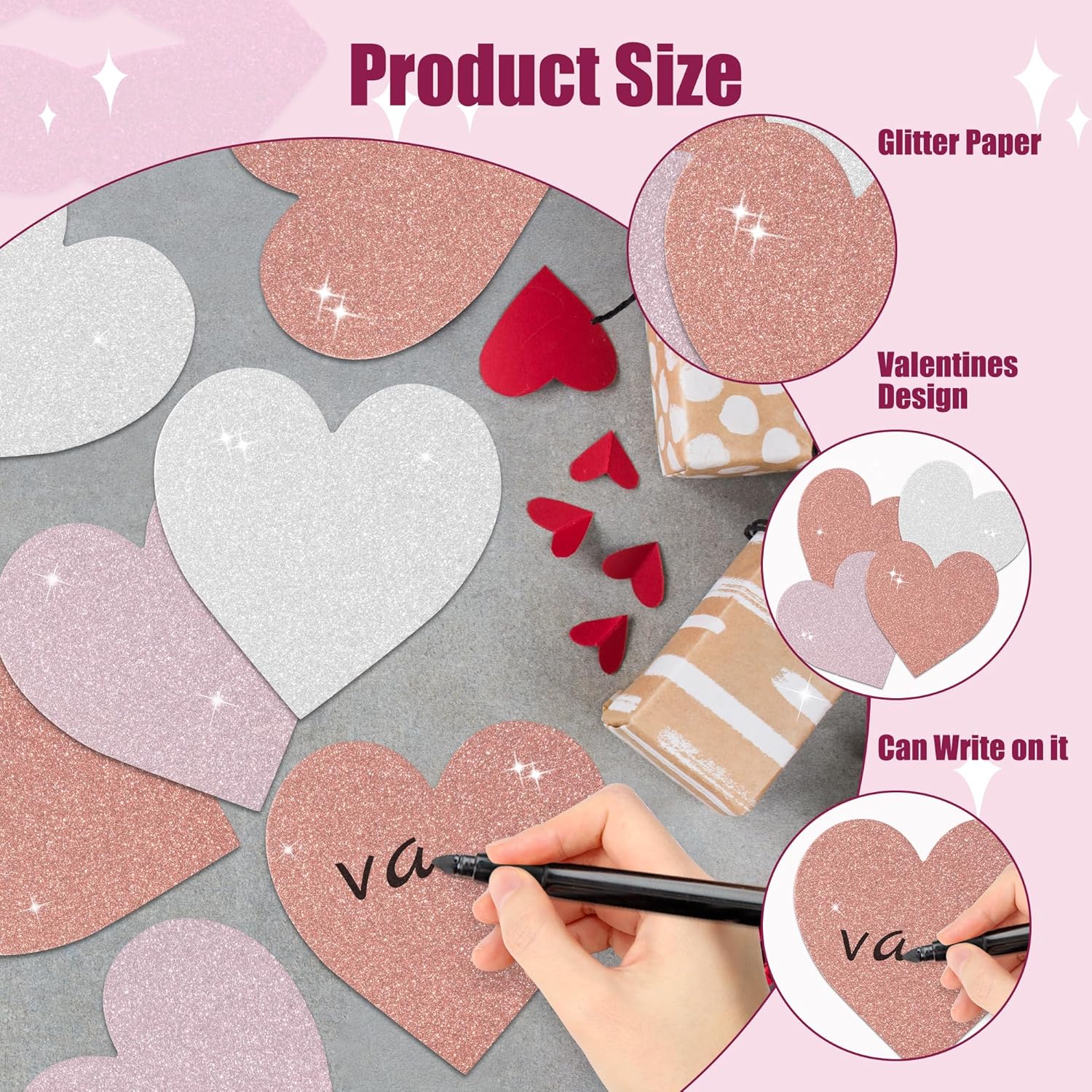 Valentine Glitter Heart Cutouts for Decorations
