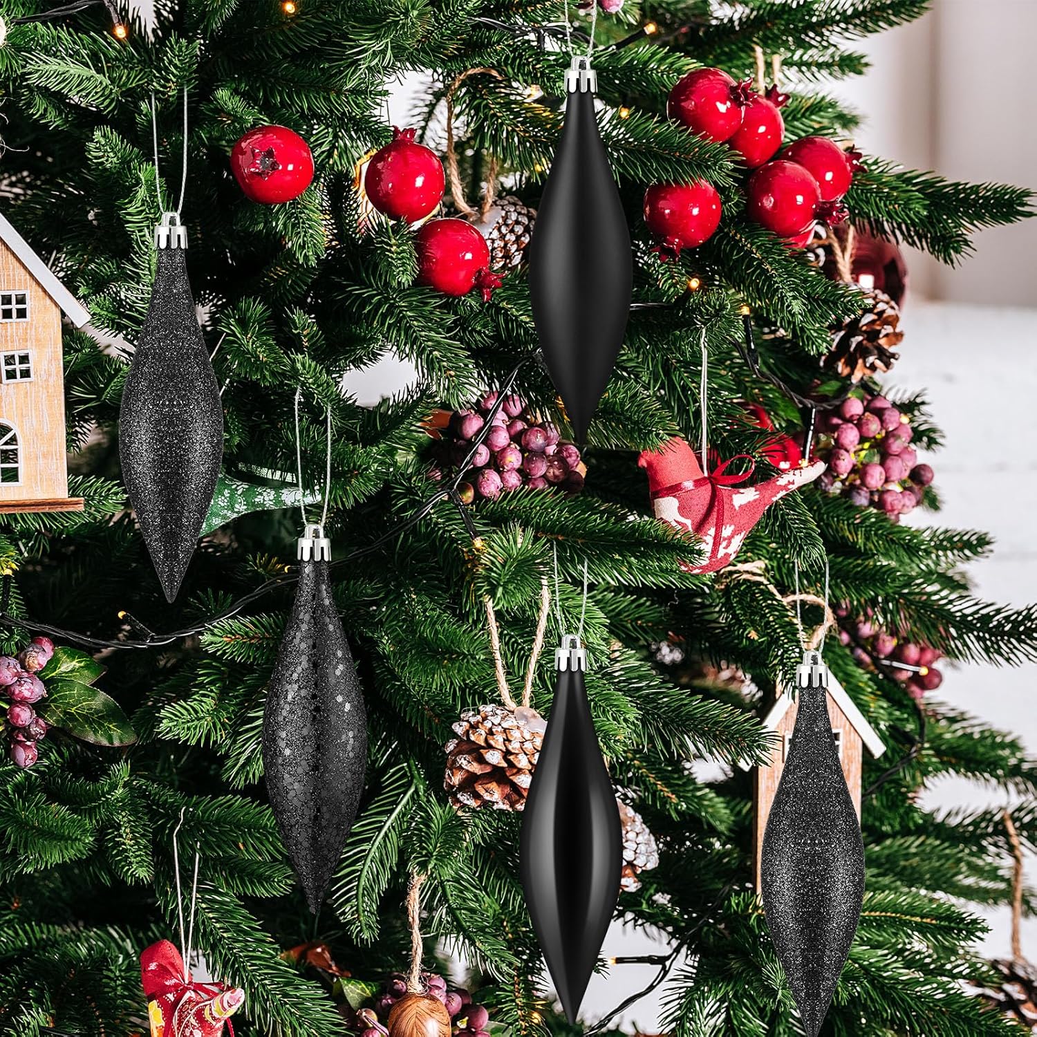 Soaoo 16 Pcs Plastic Finial Drop Christmas Ornaments
