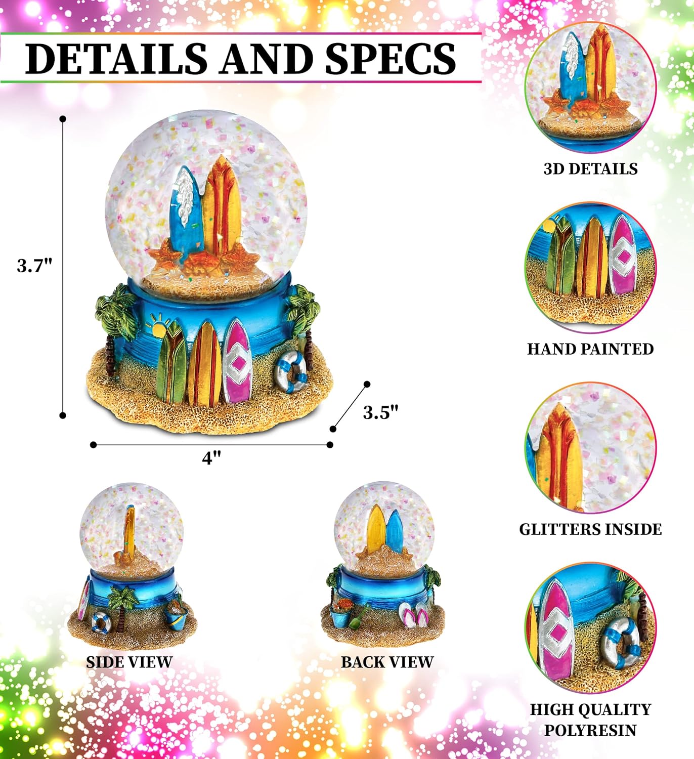CoTa Global Cool Summer Surf Boards Snow Globe