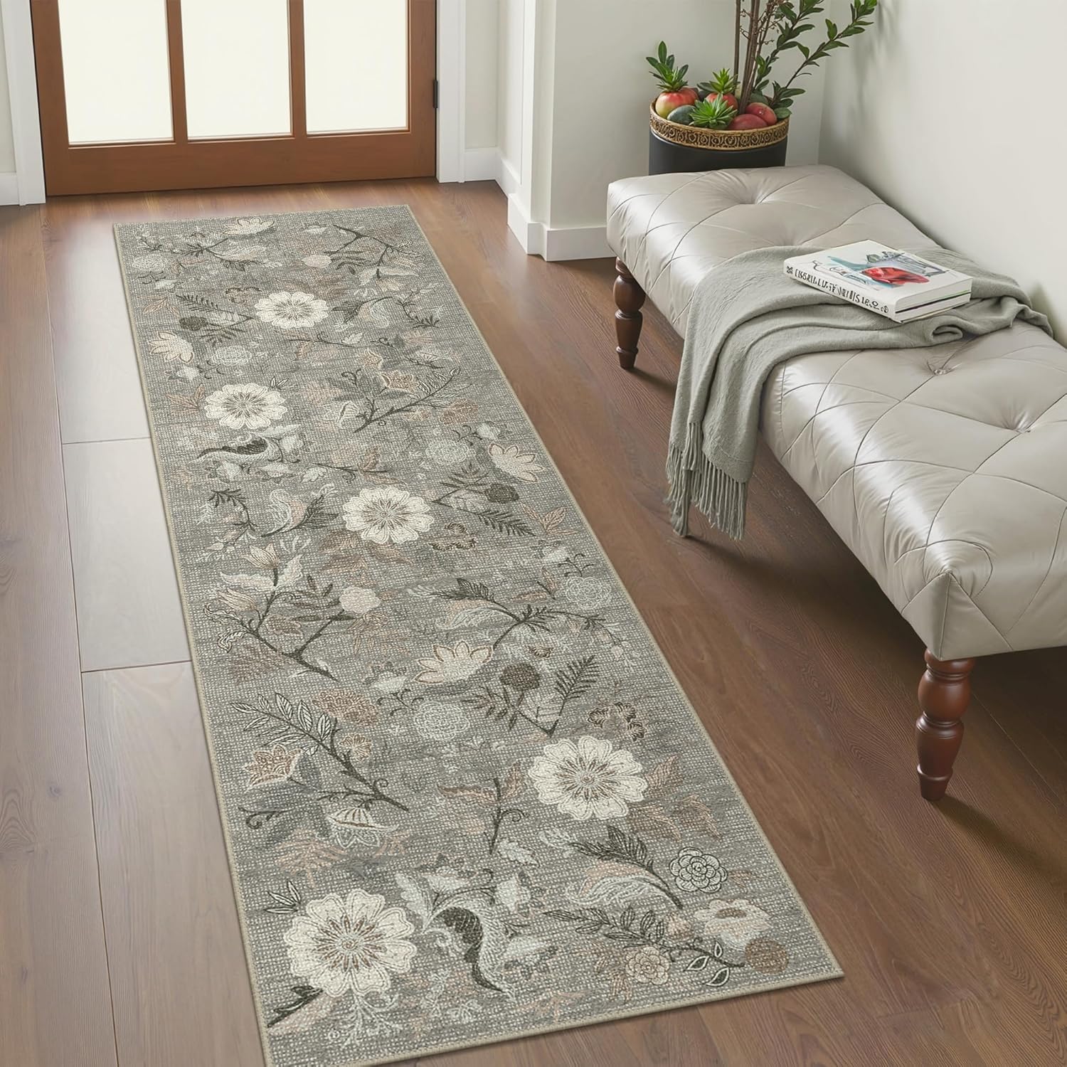 Bavni Washable Hallway Runner Rug Non Slip 2x 6 Vintage Floral Carpet with Rubber Backing