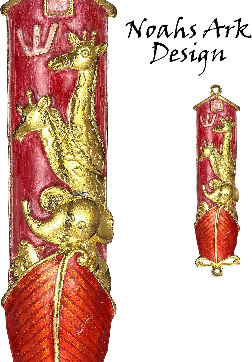 Matashi Hand Painted Mezuzah Gold Plated With Crystals