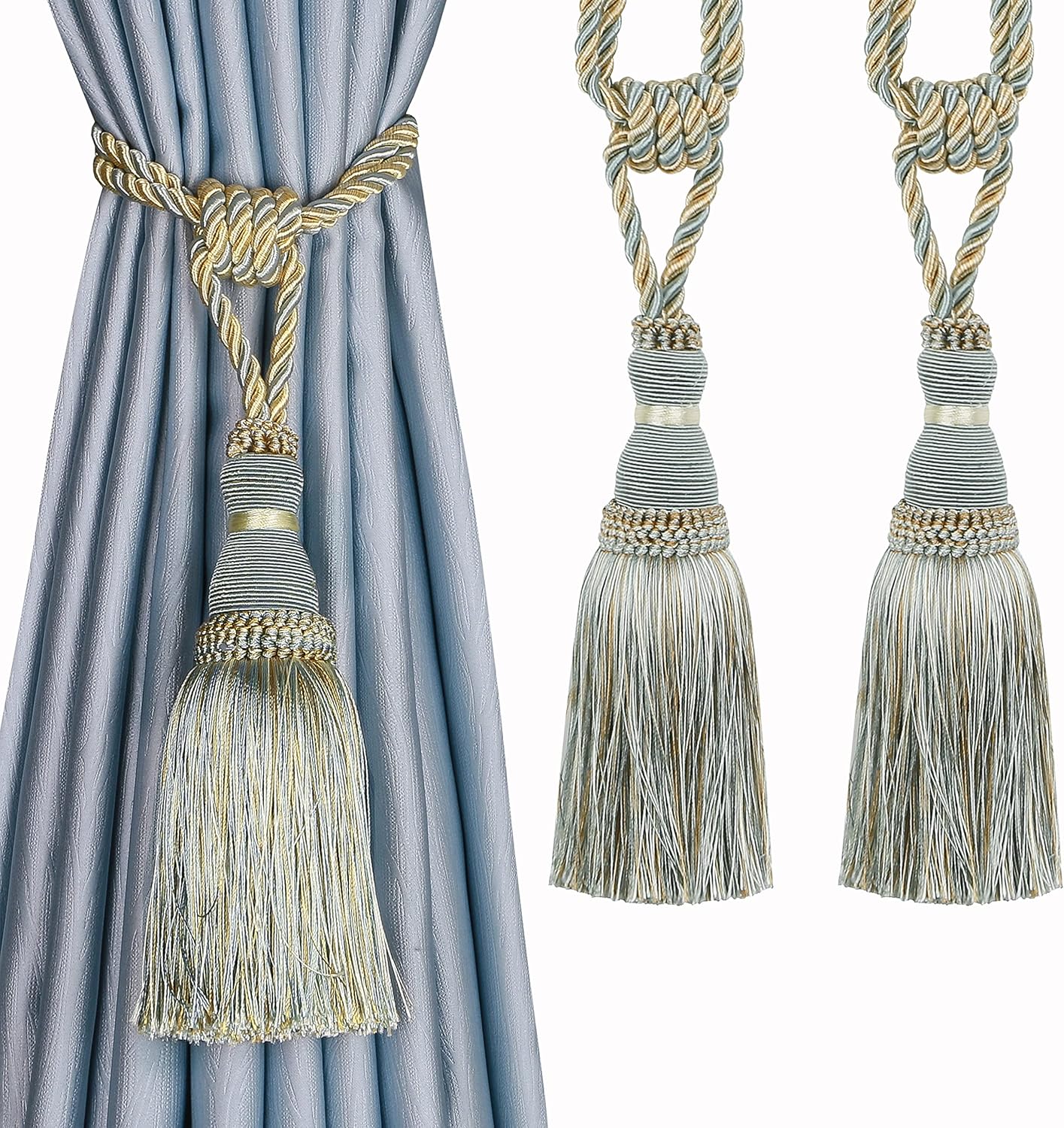 BEL AVENIR 2 Pack Curtain Tiebacks with Tassels