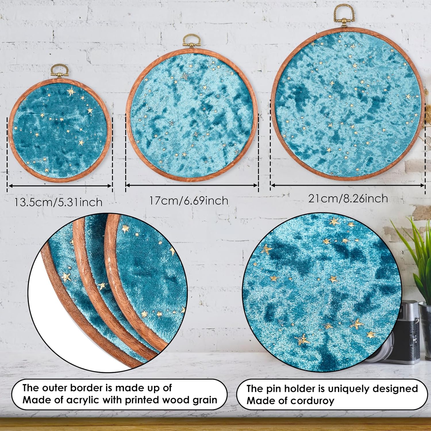 3Pcs Corduroy Pin Display Board Vintage Brooch Holder