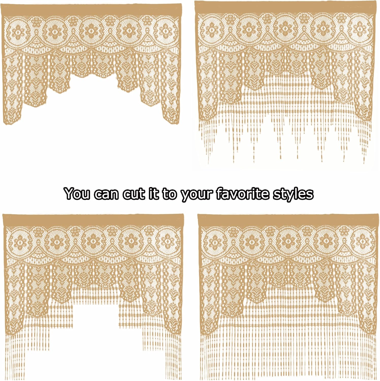 2 Pcs Boho Lace Door Curtain Panels for Bedroom Kitchen Doorways