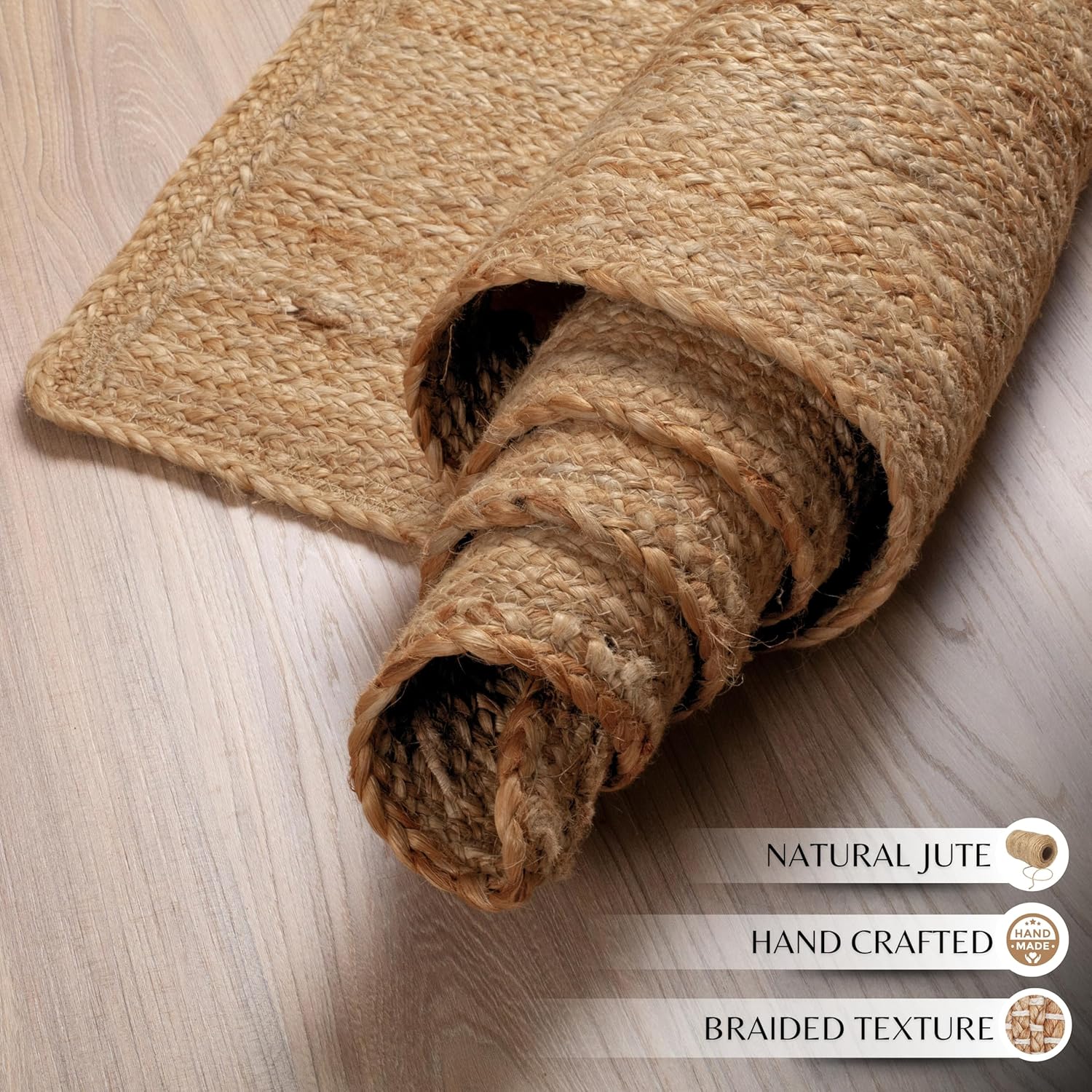 Ramanta Home Hand Woven Jute Braided Rug 24x72 Inch