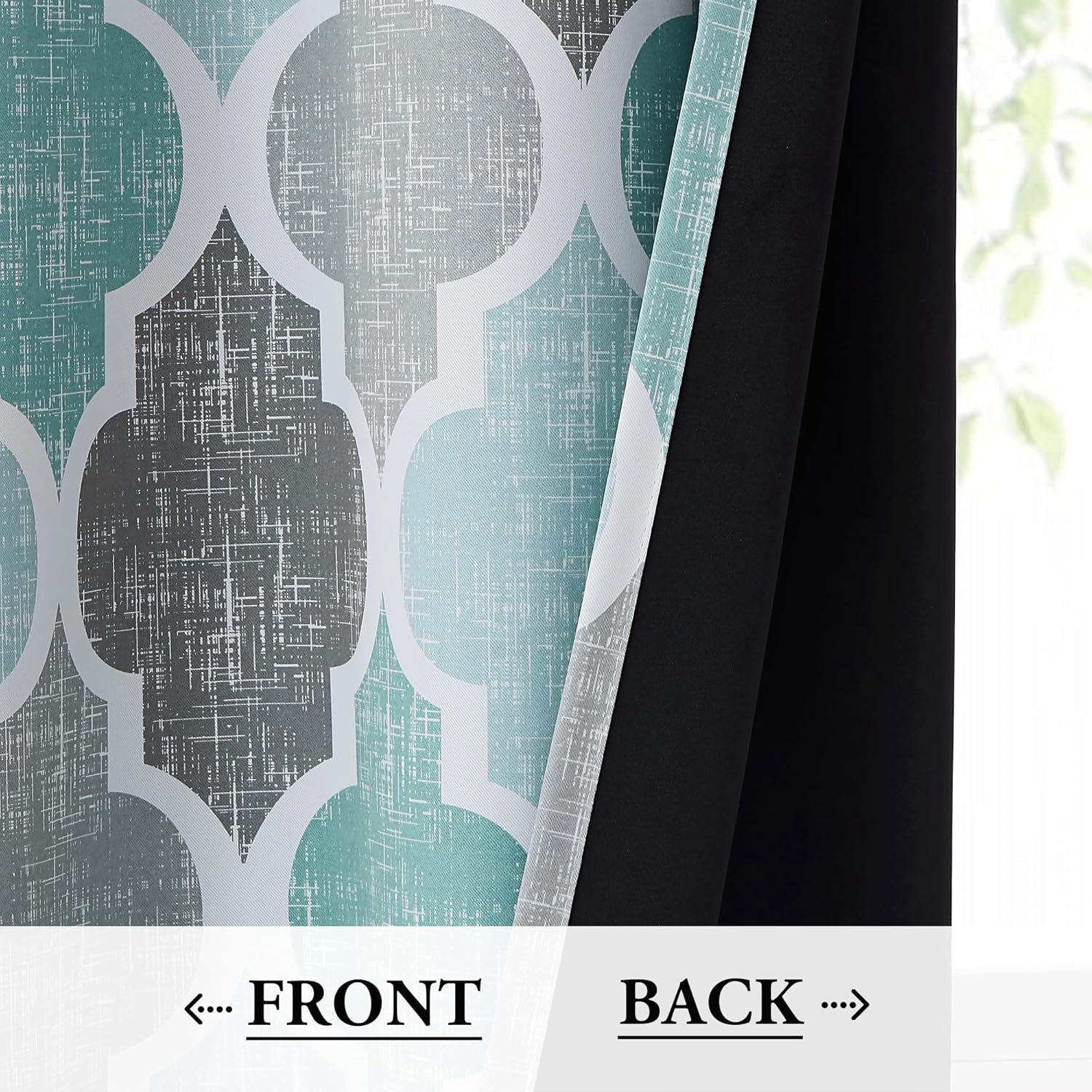 Beauoop Blackout Curtains 50x63 2 Panels Aqua Grey