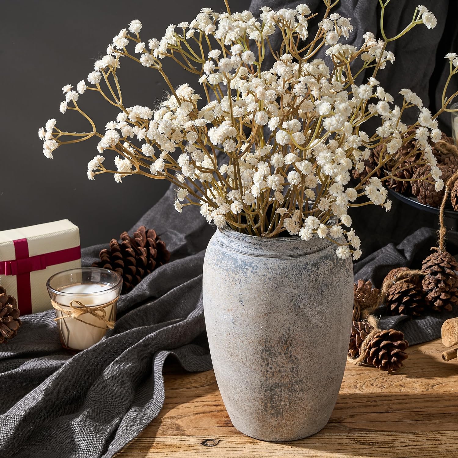 PORCER 82 Inch Gray Ceramic Vase for Home Decor