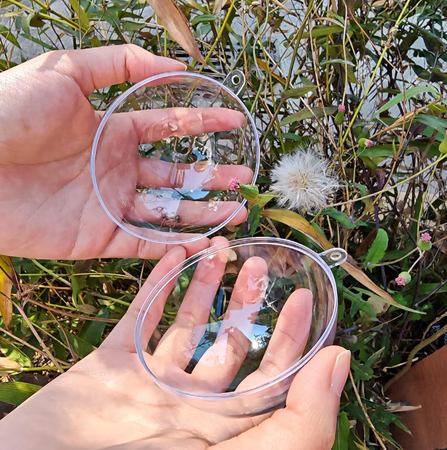 YOZIEMQ Acrylic Hollow Ball Set 8cm 10PCS Clear Ornaments for Christmas Wedding Party Decor