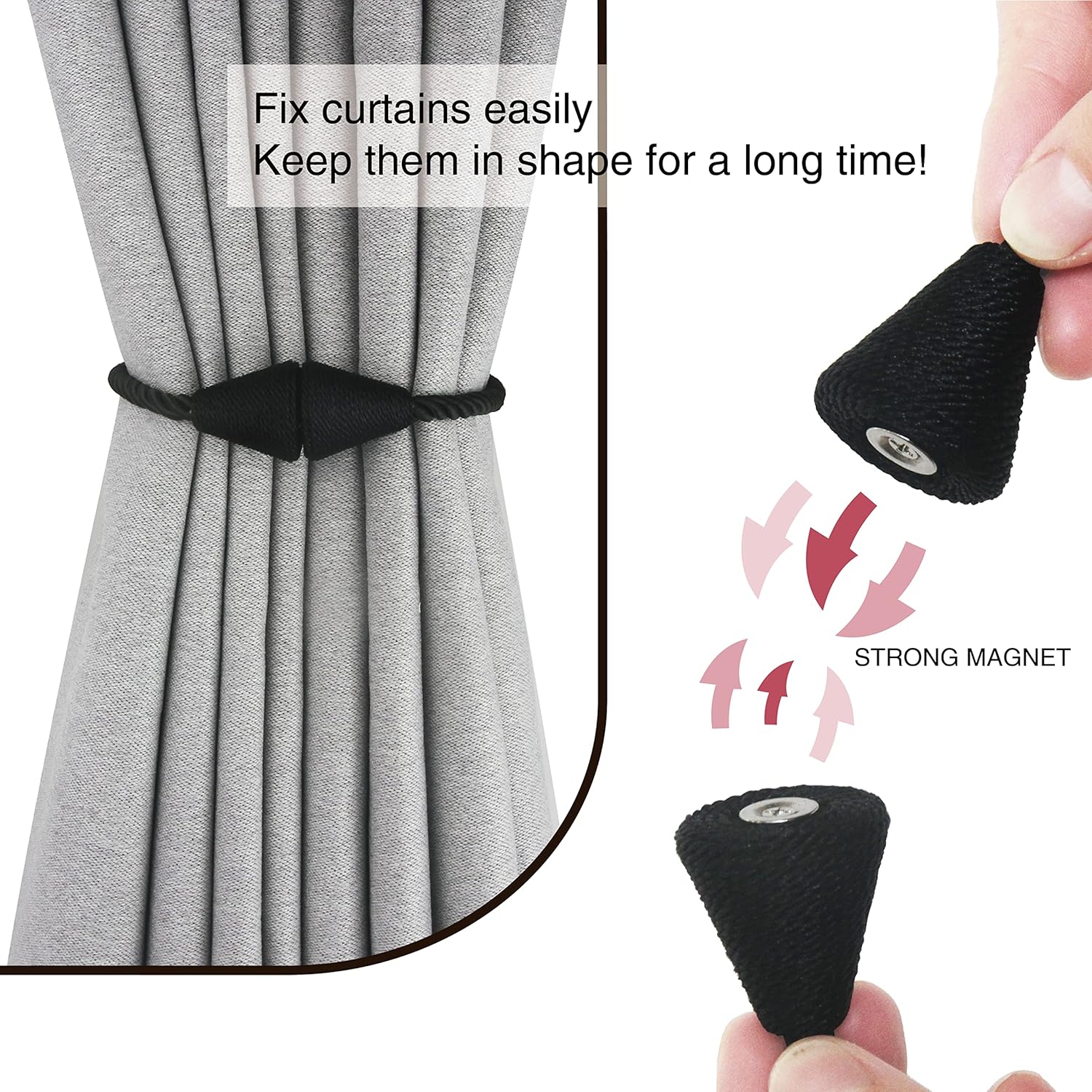 6 Pack Magnetic Curtain Tiebacks in Black
