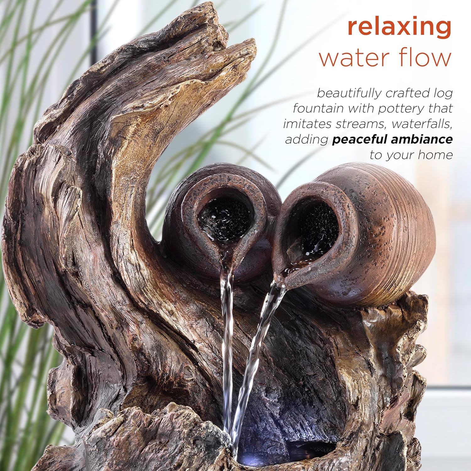 Alpine Corporation 14 Inch Tall Indoor Tabletop Fountain with LED Lights