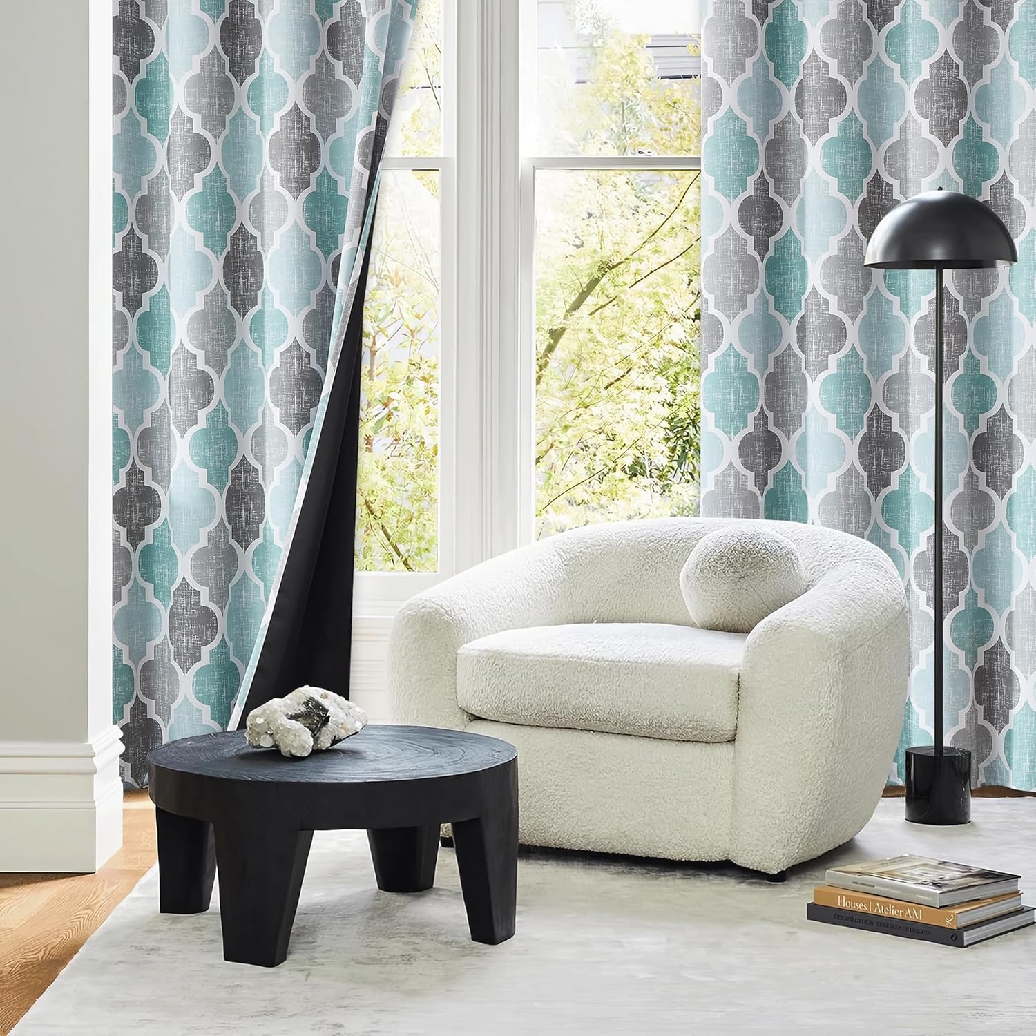 Beauoop Blackout Curtains 50x63 2 Panels Aqua Grey