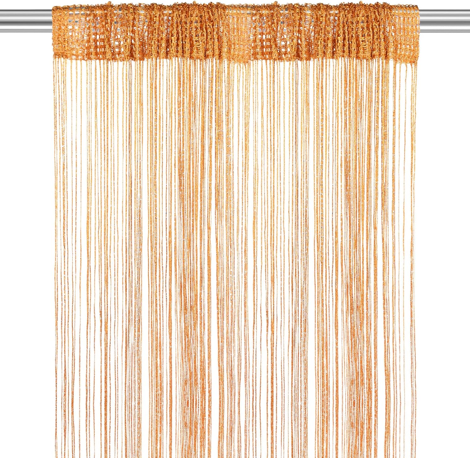 Orange Decorative Door String Curtain 39x79 Inch Fringe Panel for Room Divider and Interior Decoration