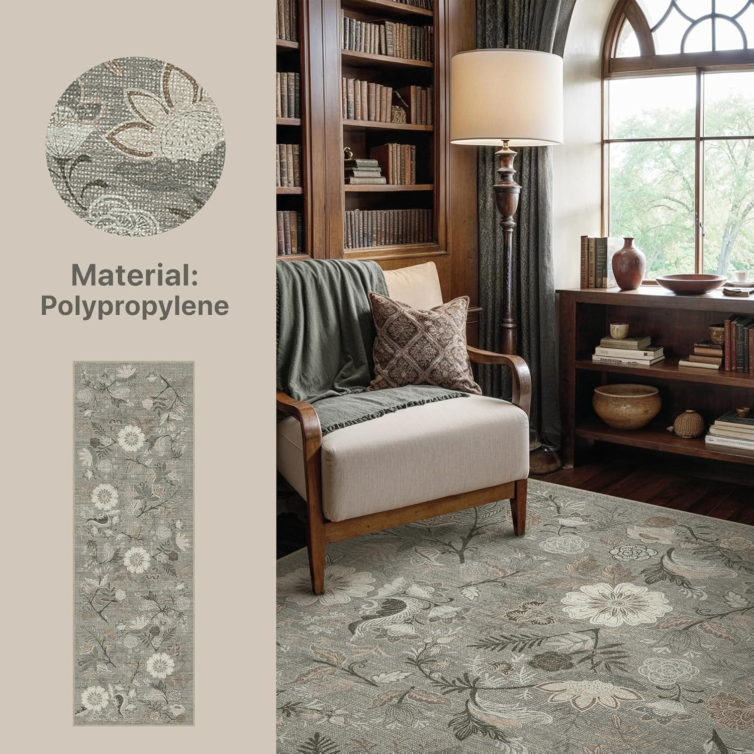 Bavni Washable Hallway Runner Rug Non Slip 2x 6 Vintage Floral Carpet with Rubber Backing