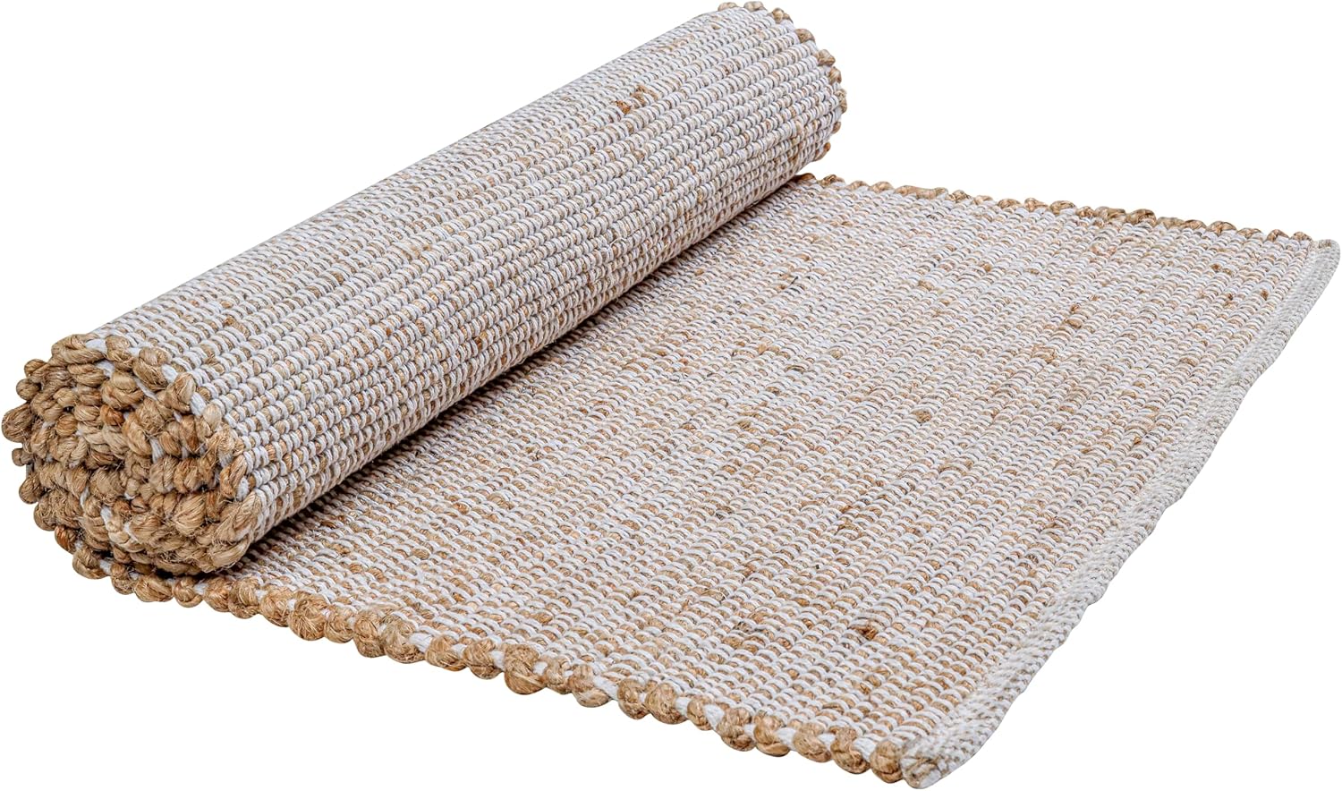 Savi Home Jute Cotton Handwoven Runner Rug 2x6 Natural Fiber Rustic Farmhouse Design
