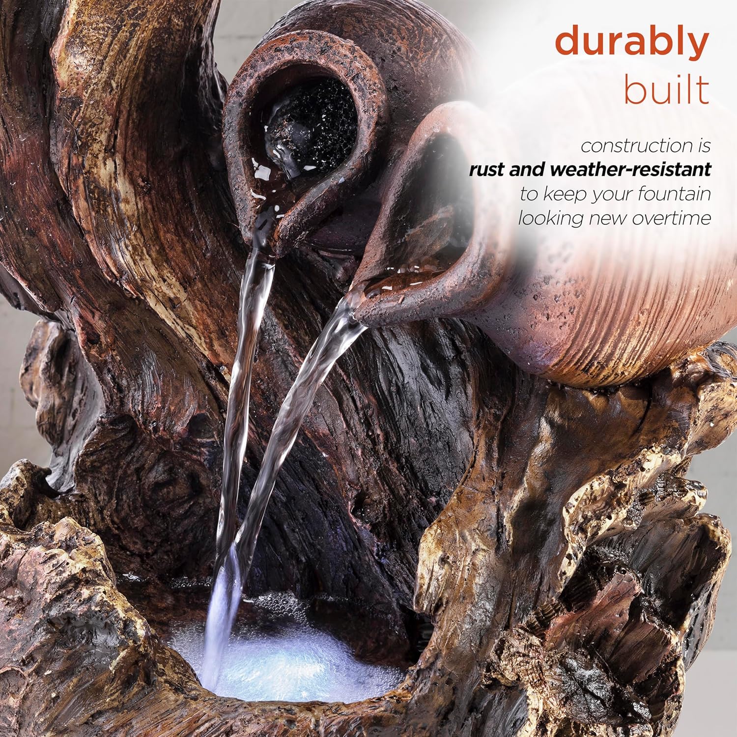 Alpine Corporation 14 Inch Tall Indoor Tabletop Fountain with LED Lights