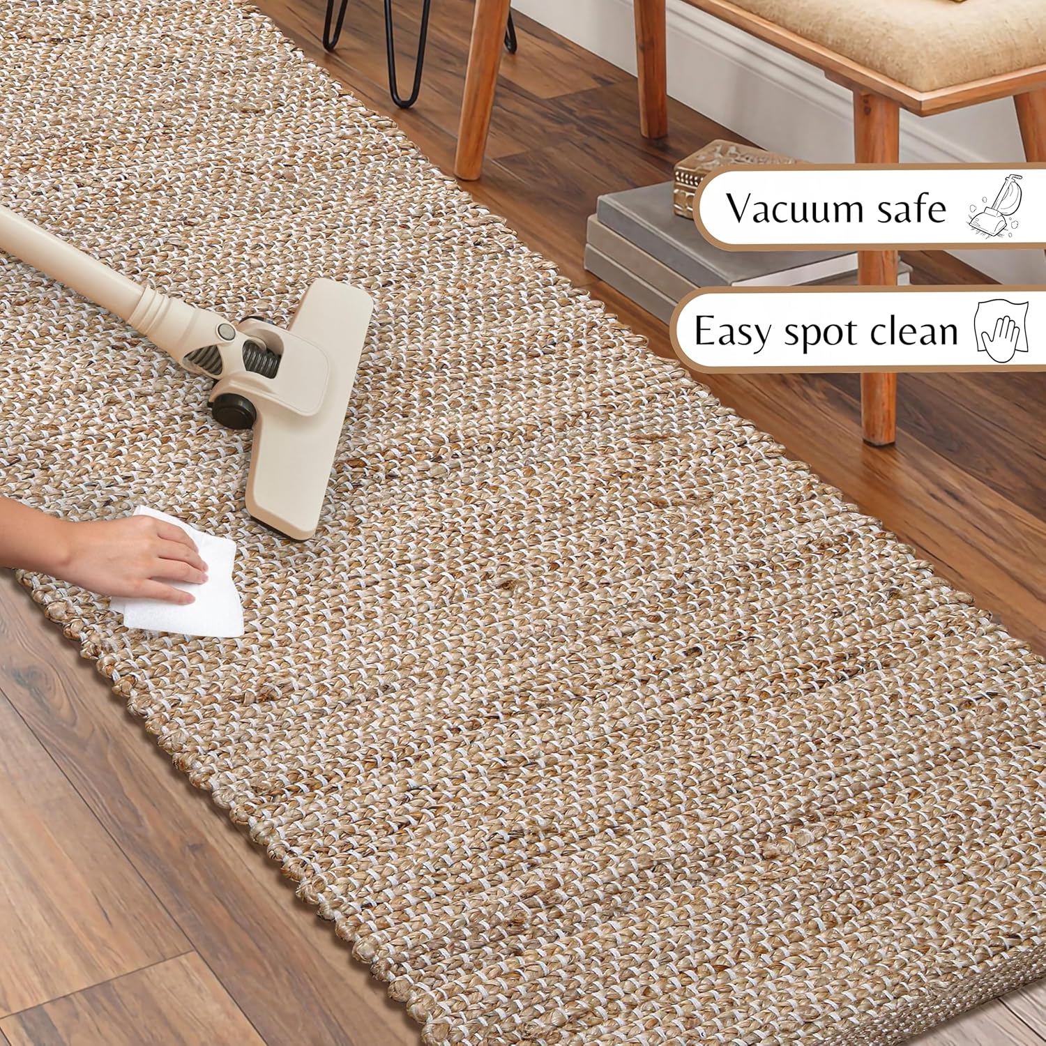 Hausattire Jute Woven Runner Rug 2x6 Natural