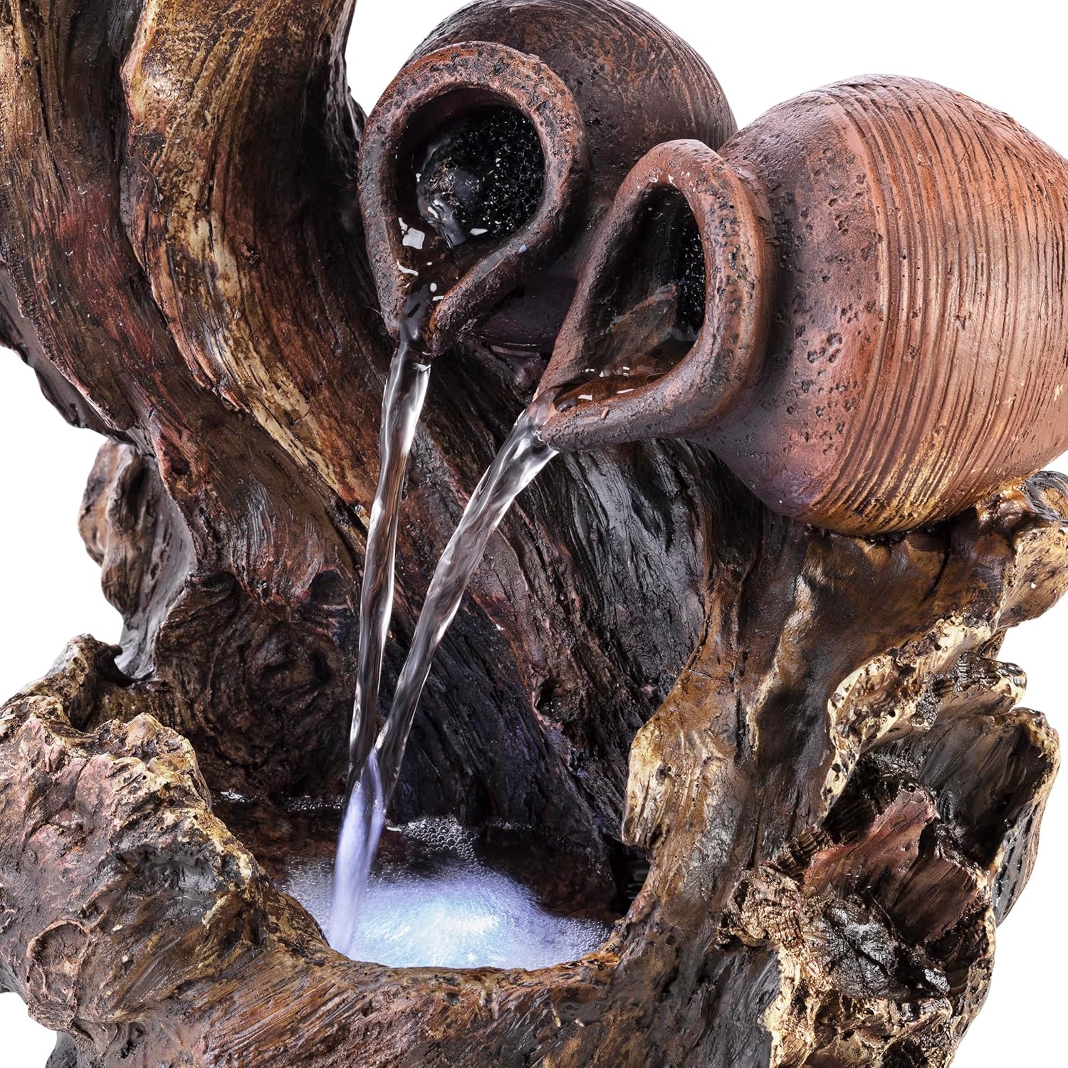 Alpine Corporation 14 Inch Tall Indoor Tabletop Fountain with LED Lights