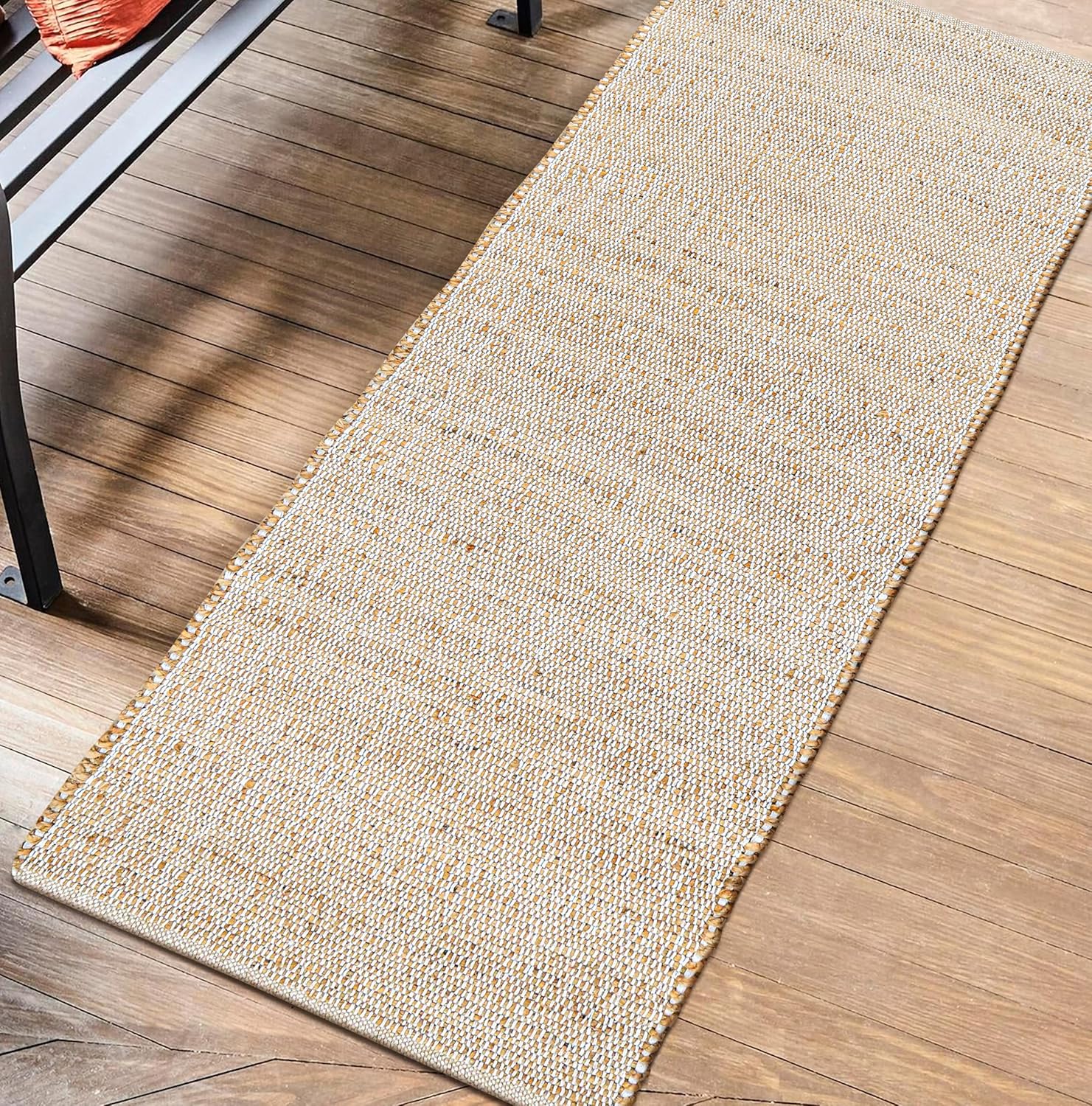 Savi Home Jute Cotton Handwoven Runner Rug 2x6 Natural Fiber Rustic Farmhouse Design